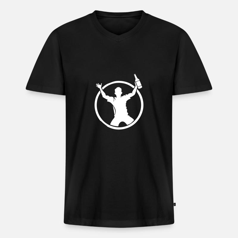 Silhouette Drinking - Männer Premium Bio T-Shirt mit V-Ausschnitt - Schwarz