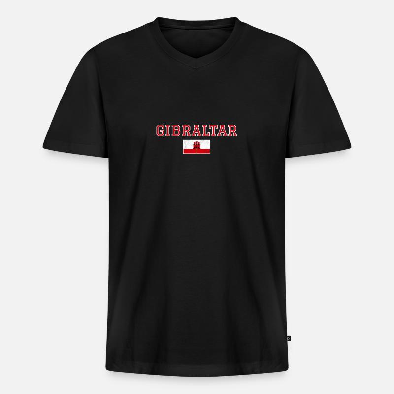 Gibraltar - Männer Premium Bio T-Shirt mit V-Ausschnitt - Schwarz