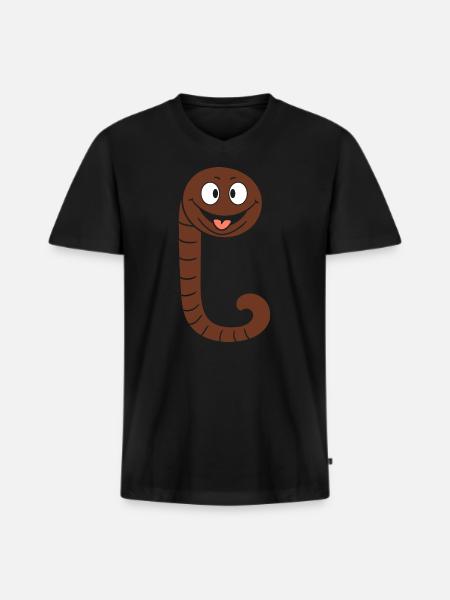 earthworm - Men's Premium Organic T-shirt with V-neck - black