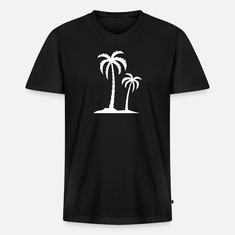 Palme - Männer Premium Bio T-Shirt mit V-Ausschnitt - Schwarz