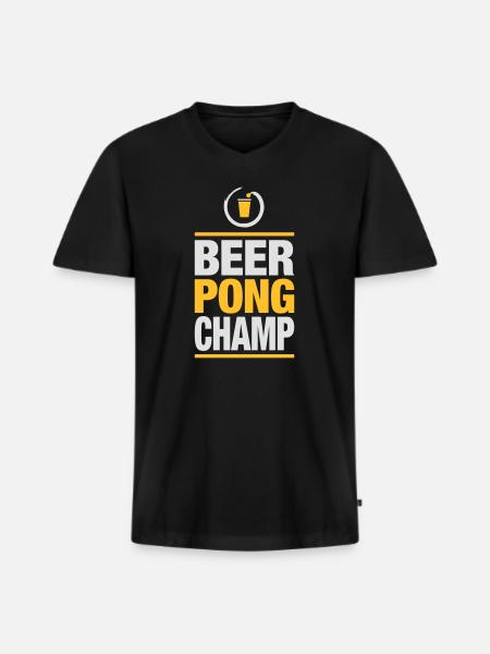 Bier Pong Champion - Männer Premium Bio T-Shirt mit V-Ausschnitt - Schwarz