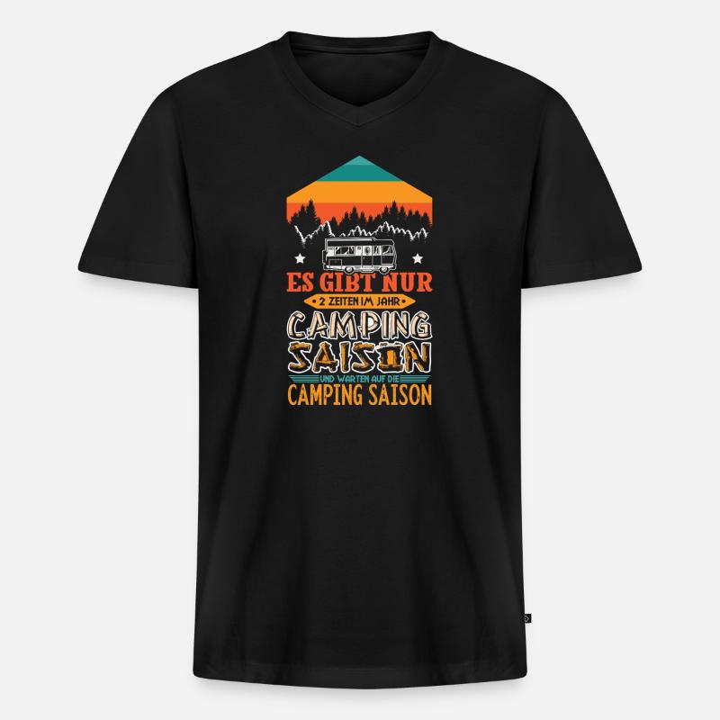 Camper Camping Wohnwagen Spruch - Männer Premium Bio T-Shirt mit V-Ausschnitt - Schwarz