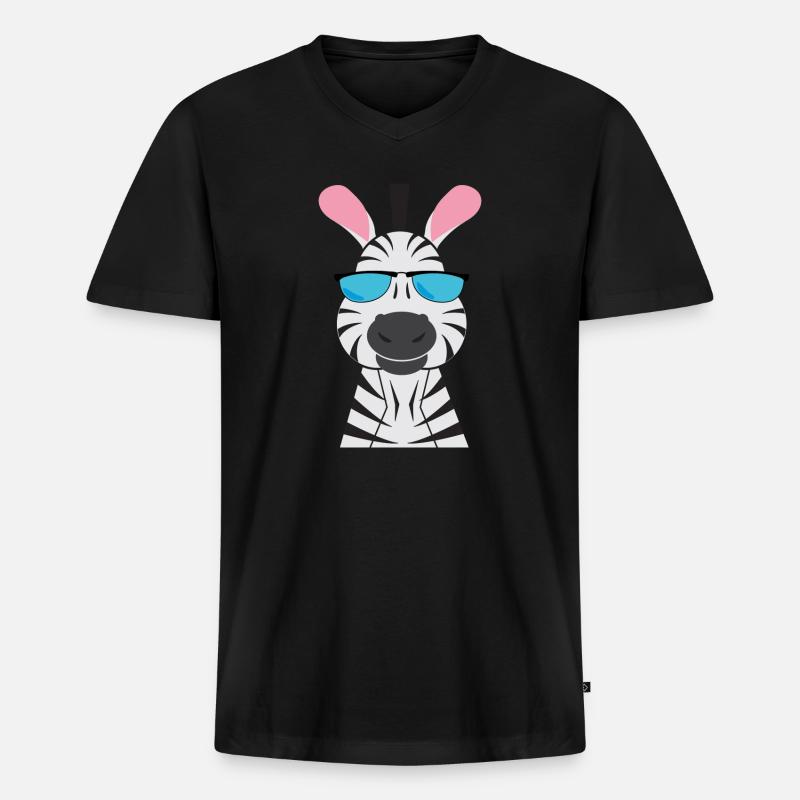 Zebra - Männer Premium Bio T-Shirt mit V-Ausschnitt - Schwarz
