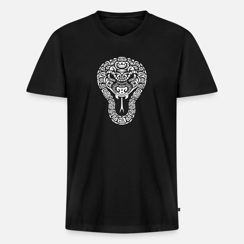 Schlangenkopf - Tribal Python - Männer Premium Bio T-Shirt mit V-Ausschnitt - Schwarz