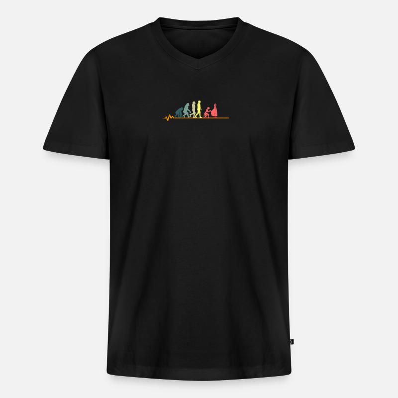 Nähen Nähmaschine Näherin Geschenk · Evolution - Männer Premium Bio T-Shirt mit V-Ausschnitt - Schwarz