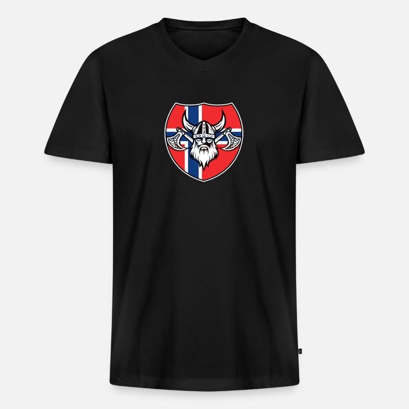 Norwegen Wikinger - Männer Premium Bio T-Shirt mit V-Ausschnitt - Schwarz