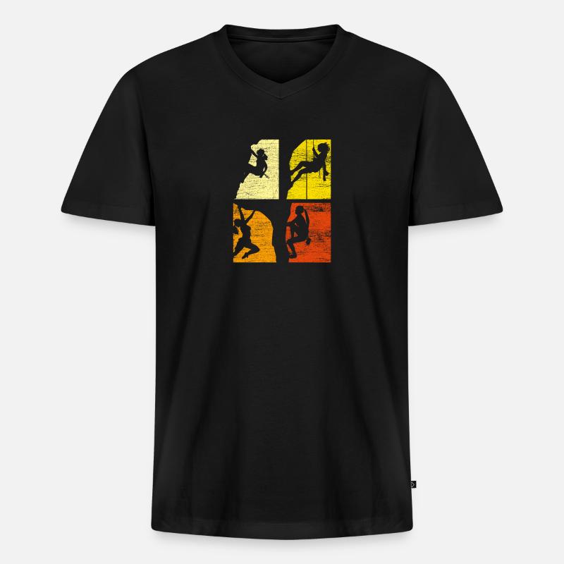 Klettern Mädchen Bergsteiger - Männer Premium Bio T-Shirt mit V-Ausschnitt - Schwarz
