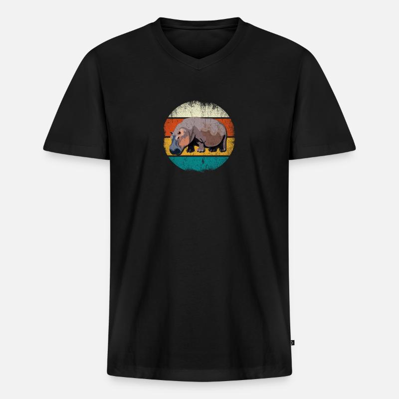 Nilpferd - Männer Premium Bio T-Shirt mit V-Ausschnitt - Schwarz