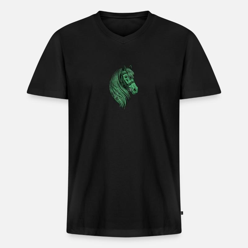Pferd - Männer Premium Bio T-Shirt mit V-Ausschnitt - Schwarz