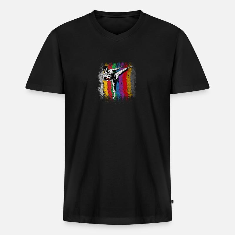 Karate - Männer Premium Bio T-Shirt mit V-Ausschnitt - Schwarz