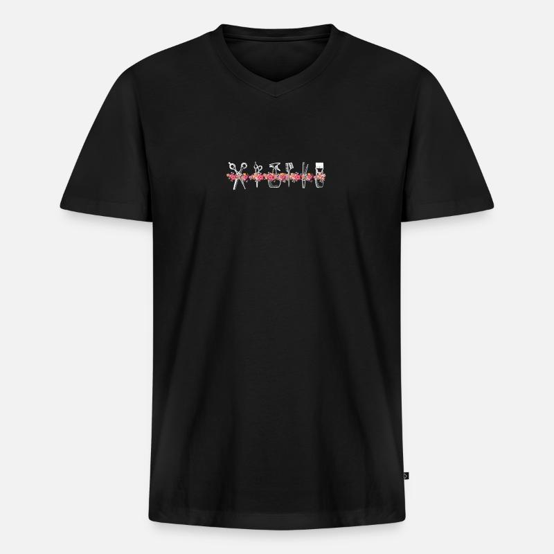 Frisör - Männer Premium Bio T-Shirt mit V-Ausschnitt - Schwarz