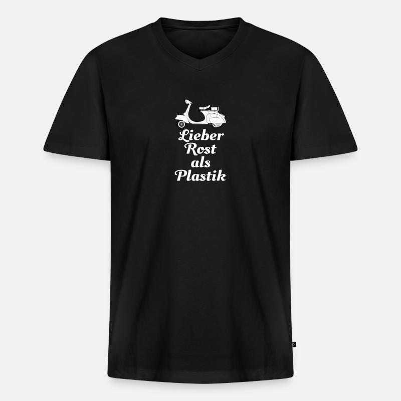 Motorroller - Männer Premium Bio T-Shirt mit V-Ausschnitt - Schwarz