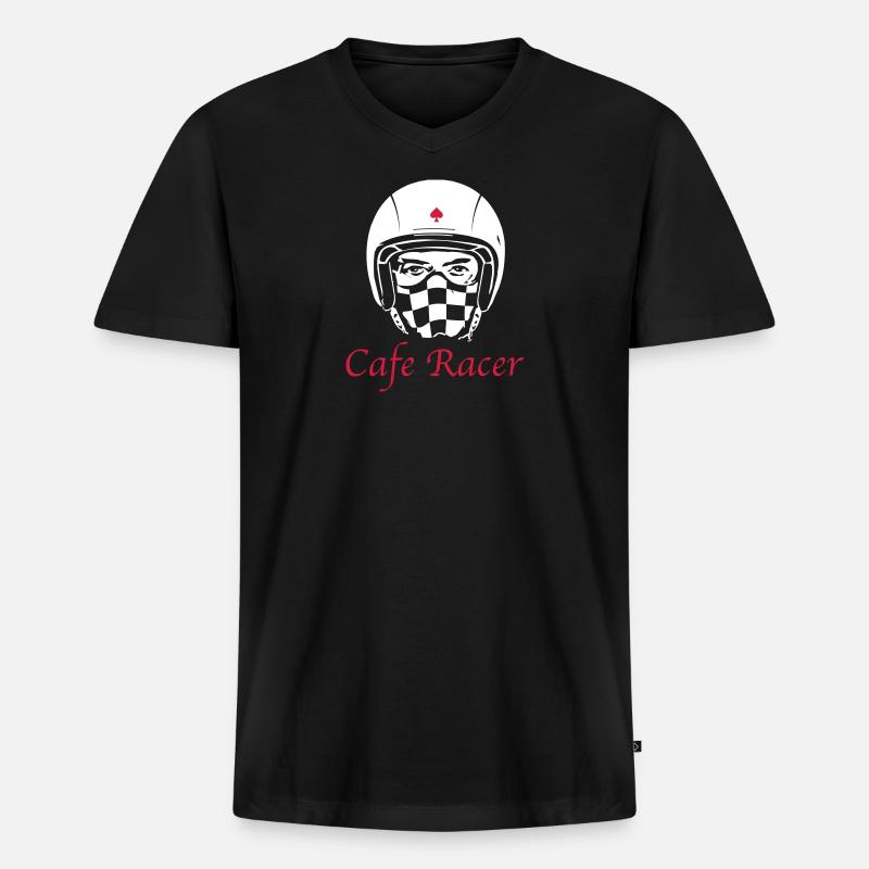 CAFE RACER Rider - Männer Premium Bio T-Shirt mit V-Ausschnitt - Schwarz