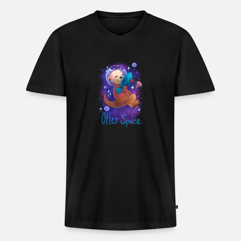 Otter Space - Männer Premium Bio T-Shirt mit V-Ausschnitt - Schwarz