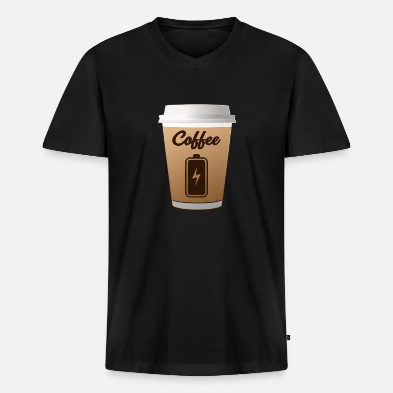 Kaffee-Aufladen - Männer Premium Bio T-Shirt mit V-Ausschnitt - Schwarz