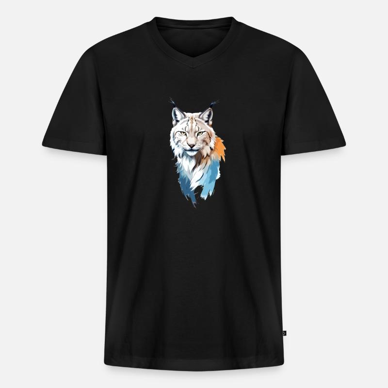 Luchs-Vektor-Kunst mit lebendiger Farbillustration - Männer Premium Bio T-Shirt mit V-Ausschnitt - Schwarz