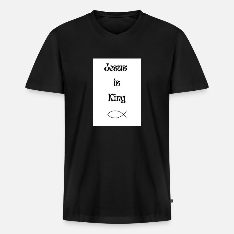 Jesus is King - Männer Premium Bio T-Shirt mit V-Ausschnitt - Schwarz