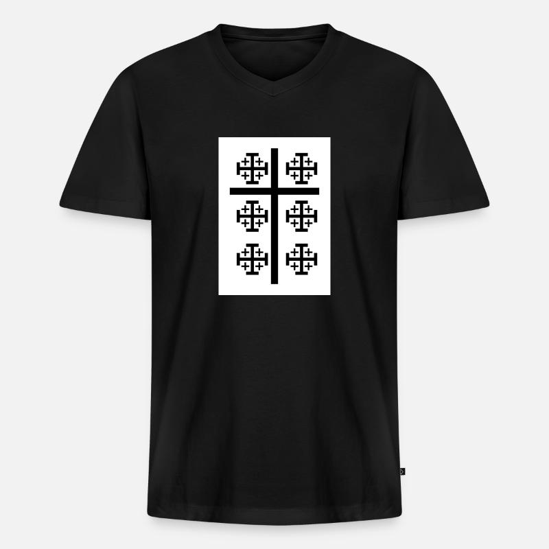 Kreuz - Männer Premium Bio T-Shirt mit V-Ausschnitt - Schwarz