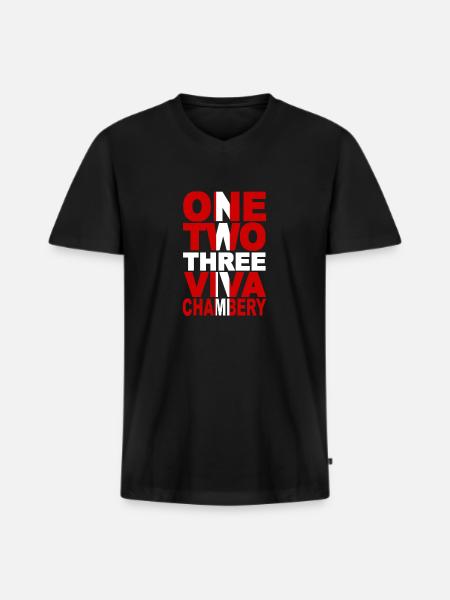 ONE TWO THREE VIVA CHAMBERY ! - T-shirt encolure en V Premium bio Homme - noir