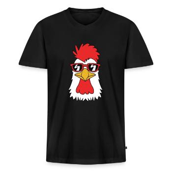Chicken Poultry - Men's Premium Organic T-shirt with V-neck - black - Front - Nico (187cm)