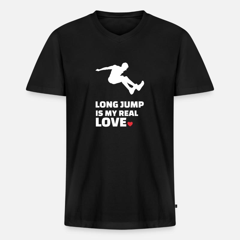 Ich Liebe Weitsprung - Männer Premium Bio T-Shirt mit V-Ausschnitt - Schwarz