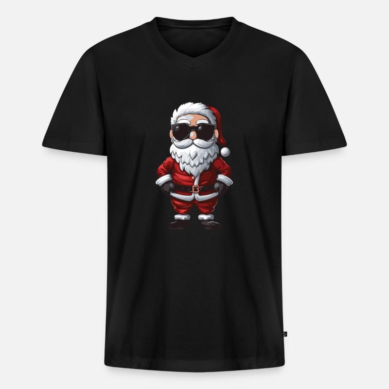 Weihnachtsmann Comic Santa - Männer Premium Bio T-Shirt mit V-Ausschnitt - Schwarz