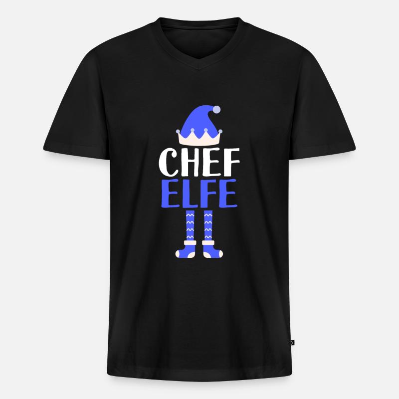 Chef Elfe Chefs Geschenk - Männer Premium Bio T-Shirt mit V-Ausschnitt - Schwarz