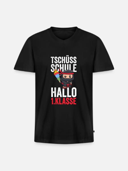 1.Klasse Ninja Schulkind Geschenk - Männer Premium Bio T-Shirt mit V-Ausschnitt - Schwarz