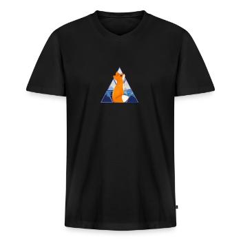 Doux renard - T-shirt encolure en V Premium bio Homme - noir - Devant - Nico (187cm)