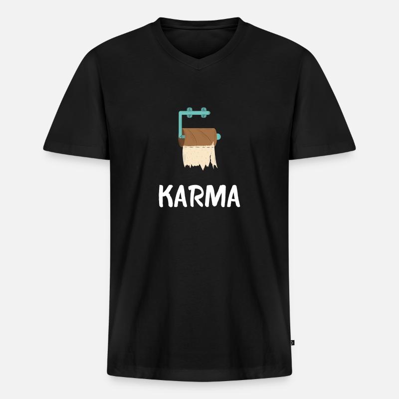 KARMA - Männer Premium Bio T-Shirt mit V-Ausschnitt - Schwarz