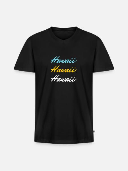 Hawaii farbig - Männer Premium Bio T-Shirt mit V-Ausschnitt - Schwarz