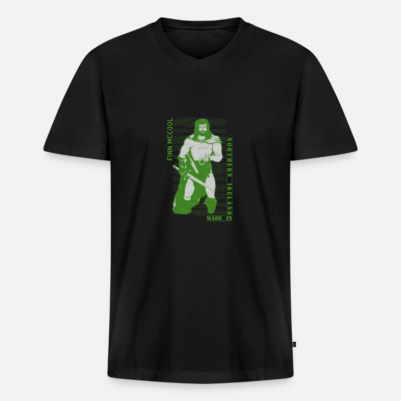 Finn McCool - Männer Premium Bio T-Shirt mit V-Ausschnitt - Schwarz