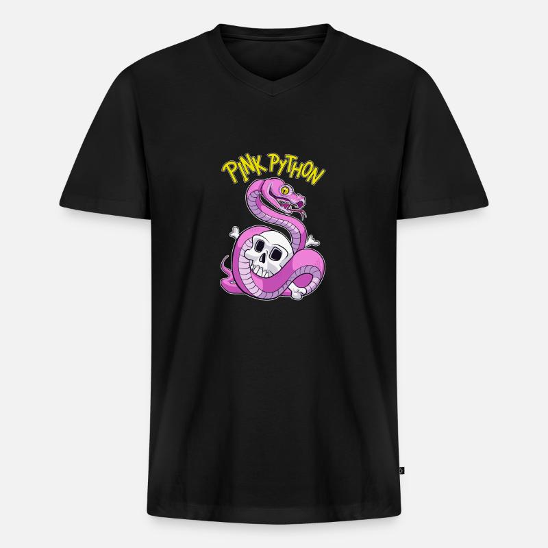 Pink Python - Men's Premium Organic T-shirt with V-neck - black