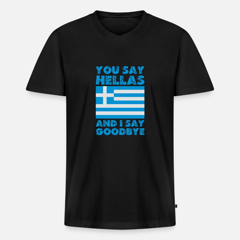 Hellas Goodbye - Männer Premium Bio T-Shirt mit V-Ausschnitt - Schwarz