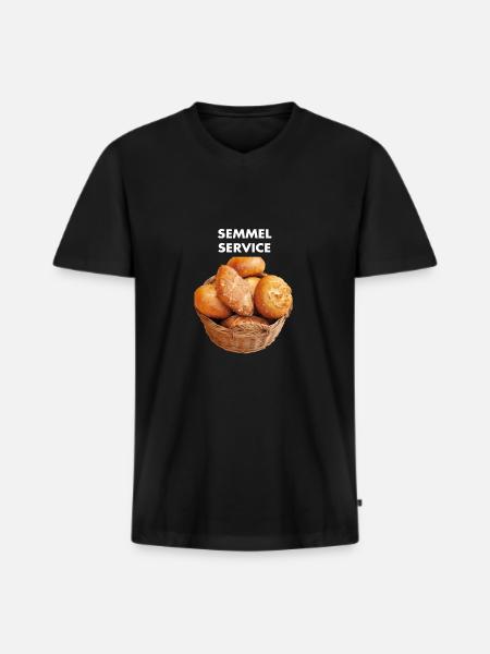 Semmel Service - Männer Premium Bio T-Shirt mit V-Ausschnitt - Schwarz