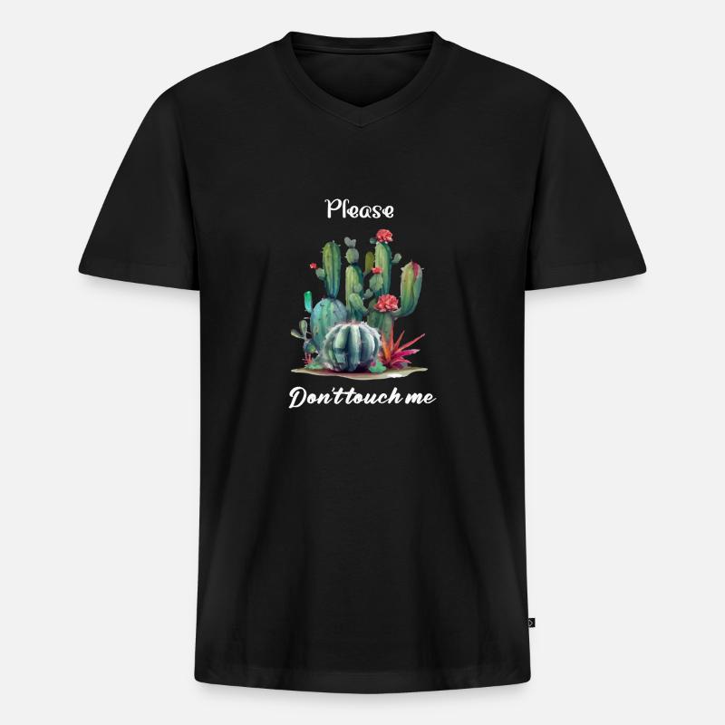 Bitte berühren Sie mich nicht - Männer Premium Bio T-Shirt mit V-Ausschnitt - Schwarz