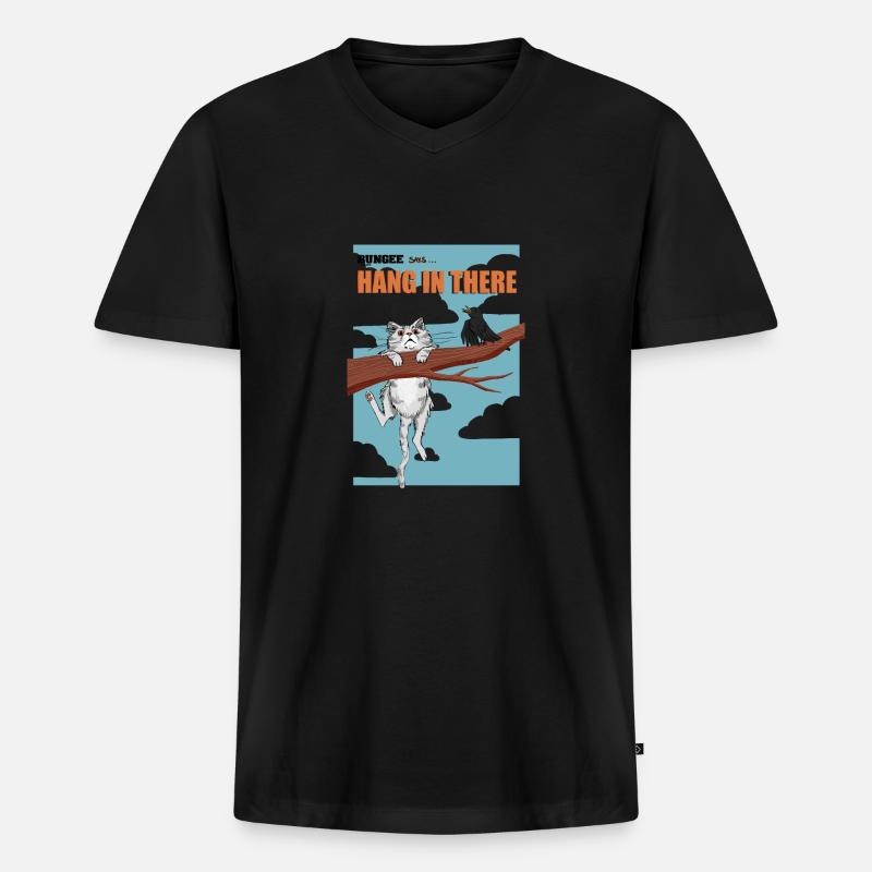 Hang in there 08 - Männer Premium Bio T-Shirt mit V-Ausschnitt - Schwarz