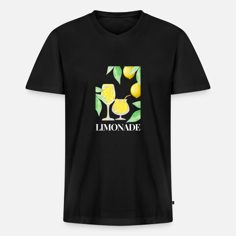 Zitrone Früchte Limonade - Männer Premium Bio T-Shirt mit V-Ausschnitt - Schwarz
