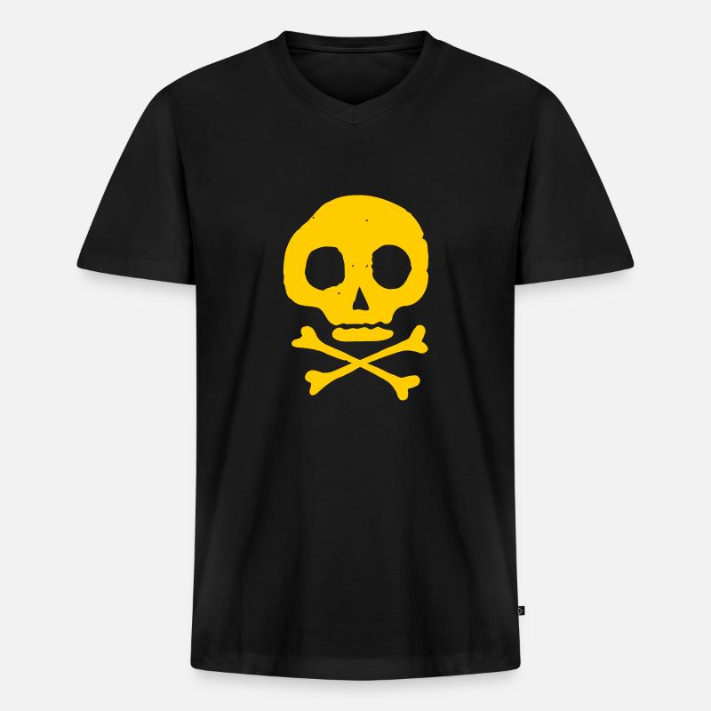 Schädel & Knochen - Männer Premium Bio T-Shirt mit V-Ausschnitt - Schwarz
