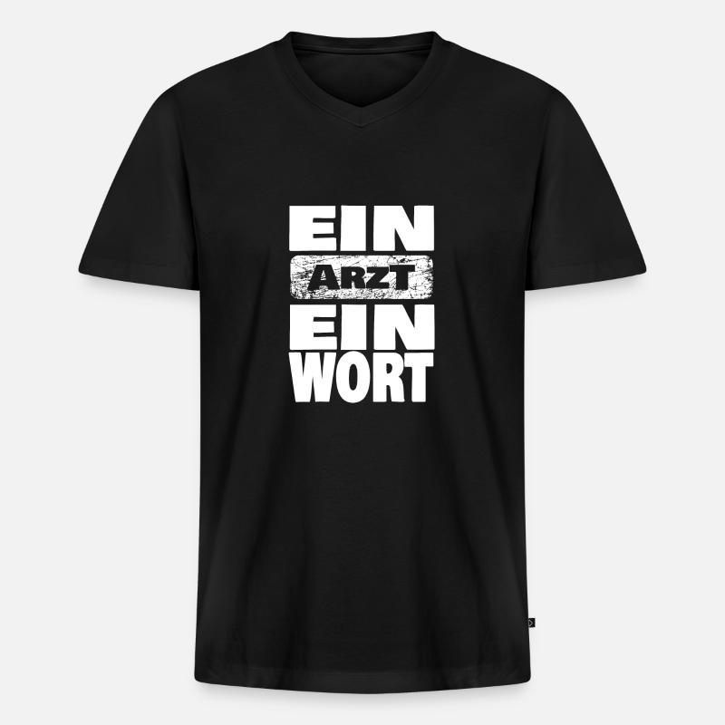 Arzt - Männer Premium Bio T-Shirt mit V-Ausschnitt - Schwarz