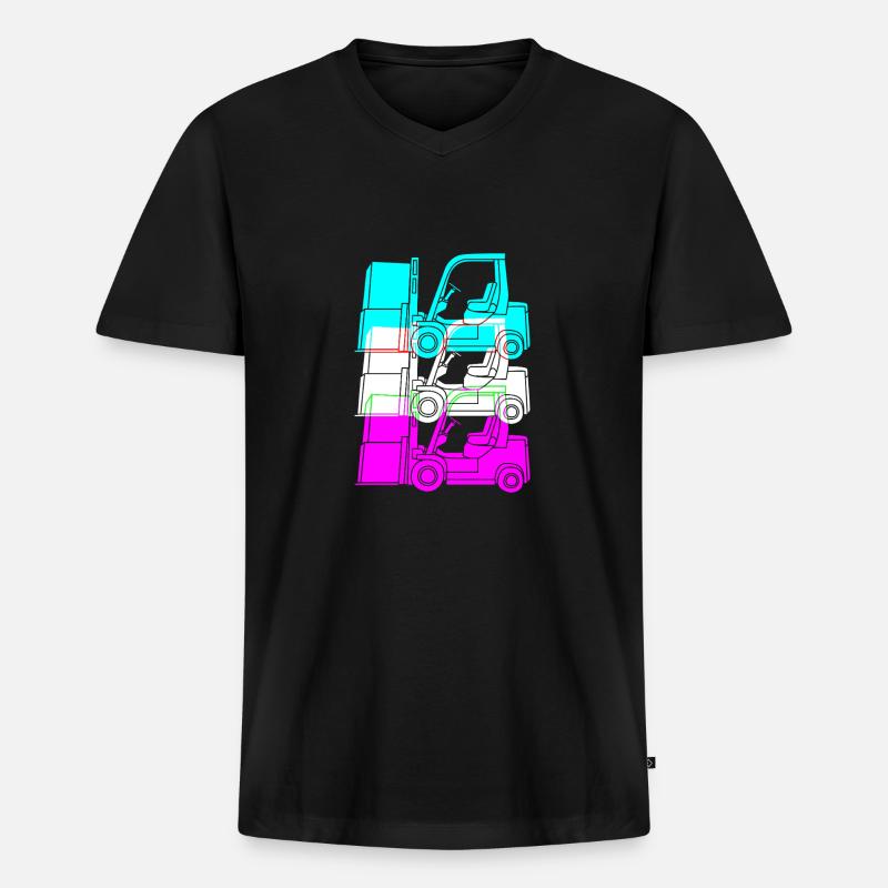Gabelstaplerfahrer - Männer Premium Bio T-Shirt mit V-Ausschnitt - Schwarz