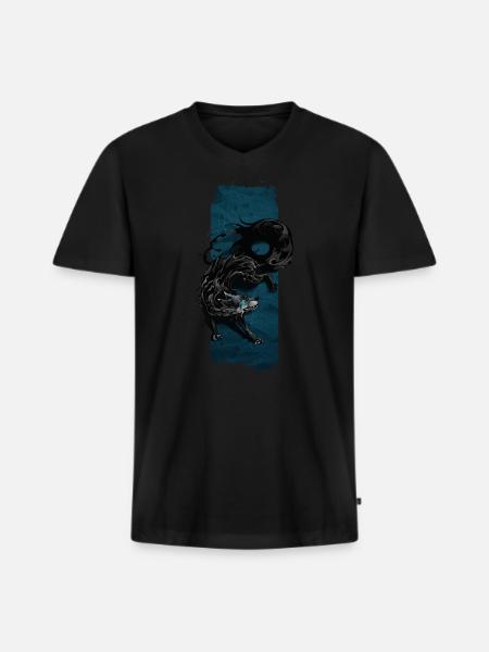 Shadow Sentinel: Mythical Shadow Wolf - Men's Premium Organic T-shirt with V-neck - black