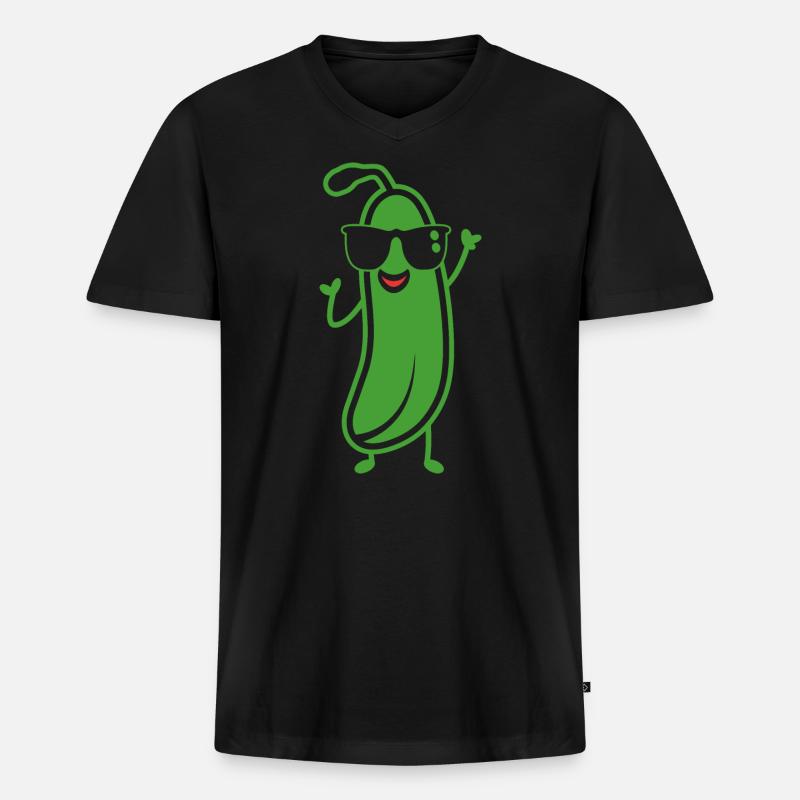 Zucchini - Männer Premium Bio T-Shirt mit V-Ausschnitt - Schwarz