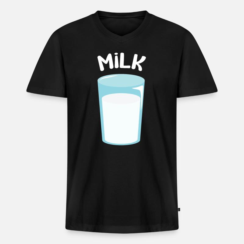 Glas Milch - Männer Premium Bio T-Shirt mit V-Ausschnitt - Schwarz