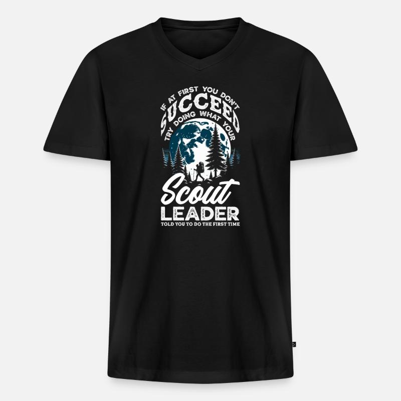 Scouting Truppführer Waldlager - Männer Premium Bio T-Shirt mit V-Ausschnitt - Schwarz