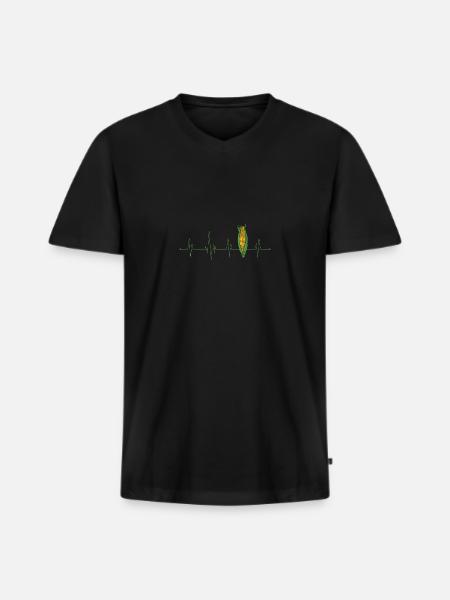 Corn Heartbeat - Men's Premium Organic T-shirt with V-neck - black