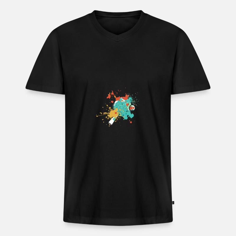 Splash Art Table Tennis Player - Männer Premium Bio T-Shirt mit V-Ausschnitt - Schwarz