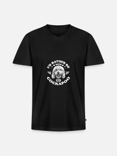 Rather be with my cockapoo - Men's Premium Organic T-shirt with V-neck - black