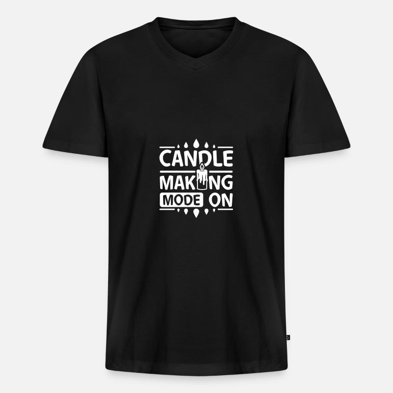 Candle making mode on - Männer Premium Bio T-Shirt mit V-Ausschnitt - Schwarz