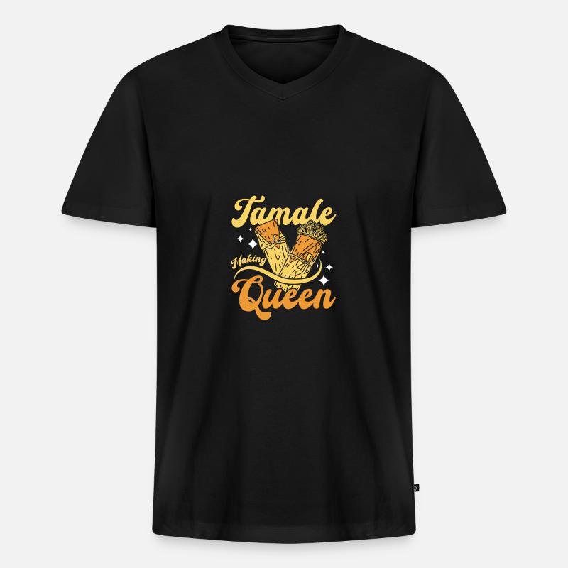 Tamale making queen - Männer Premium Bio T-Shirt mit V-Ausschnitt - Schwarz